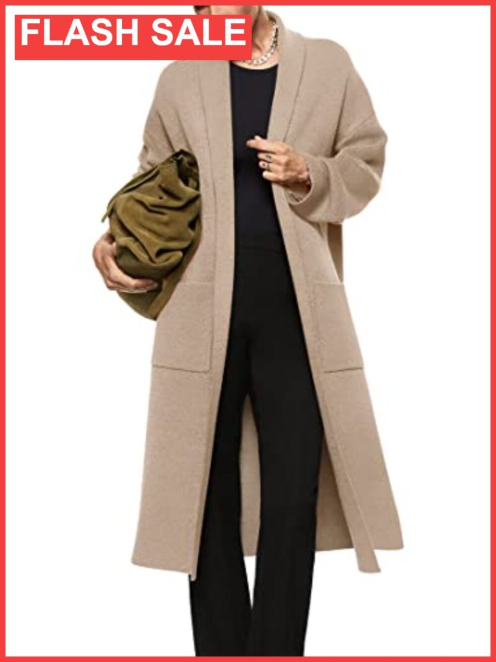 Womens Long Sleeve Open Front Oversized Maxi Cardigan Sweater Coat